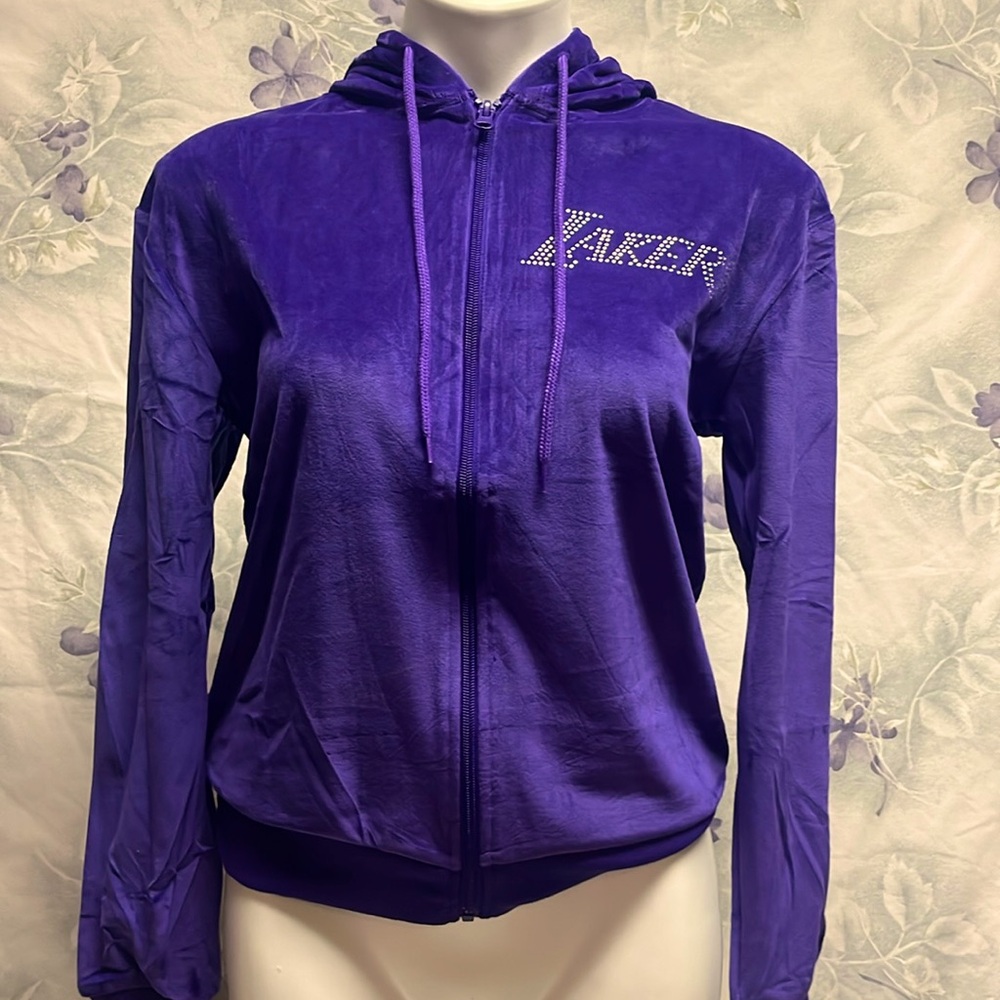NWT Velour Lakers Zip Hoodie - XS